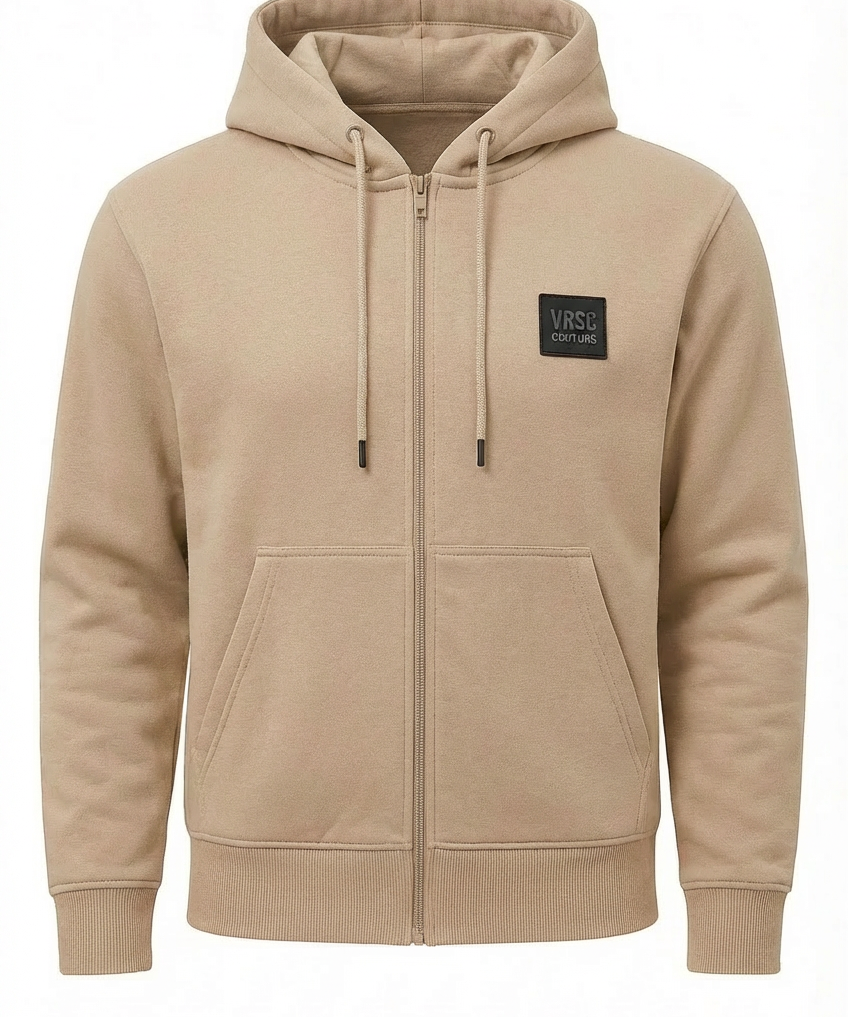 VRSC Couture Rubber Badge Zip Hoodie - Beige