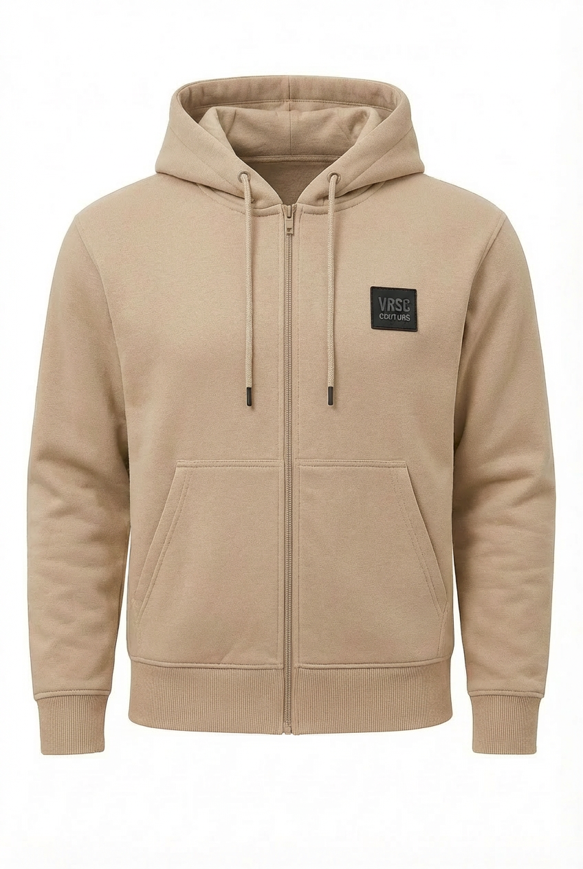 VRSC Couture Rubber Badge Zip Hoodie - Beige