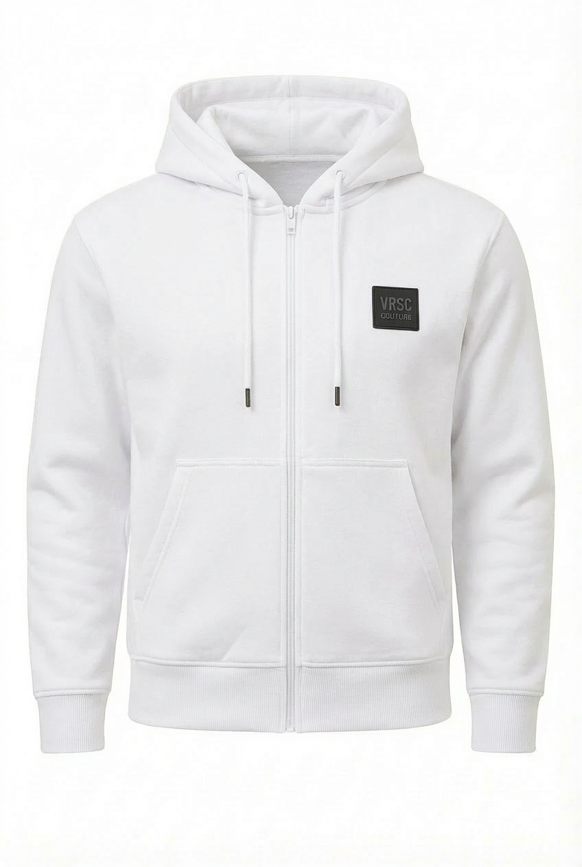 VRSC Couture Rubber Badge Zip Hoodie - Bianco