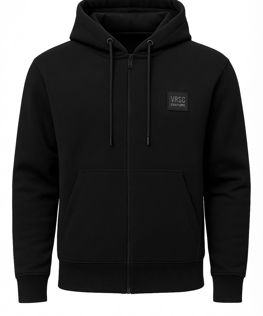 VRSC Couture Rubber Badge Zip Hoodie - Nero