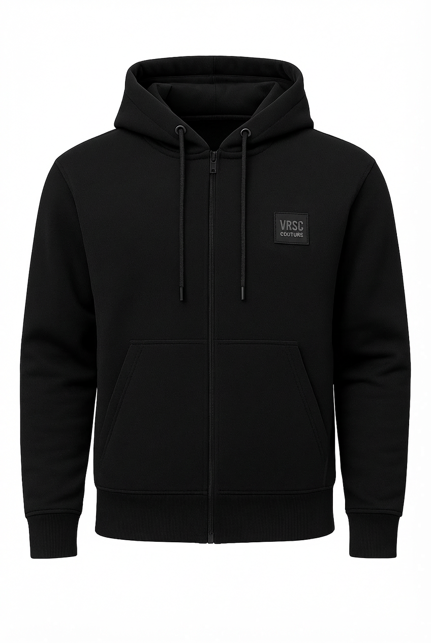 VRSC Couture Rubber Badge Zip Hoodie - Nero