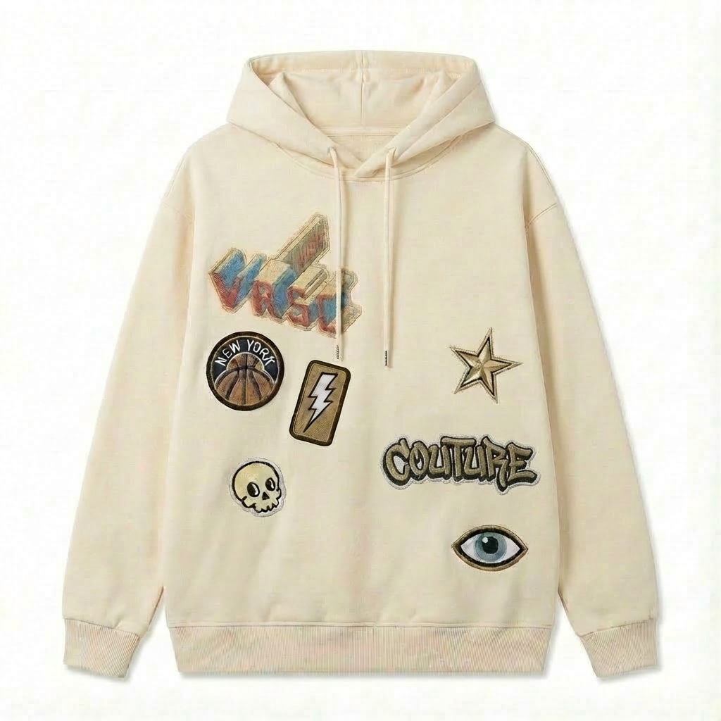 VRSC Couture Multi-Patch Hoodie - Beige